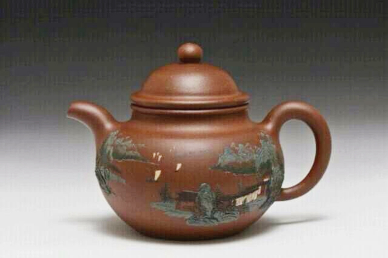 泥绘掇球壶(张志清泥绘)